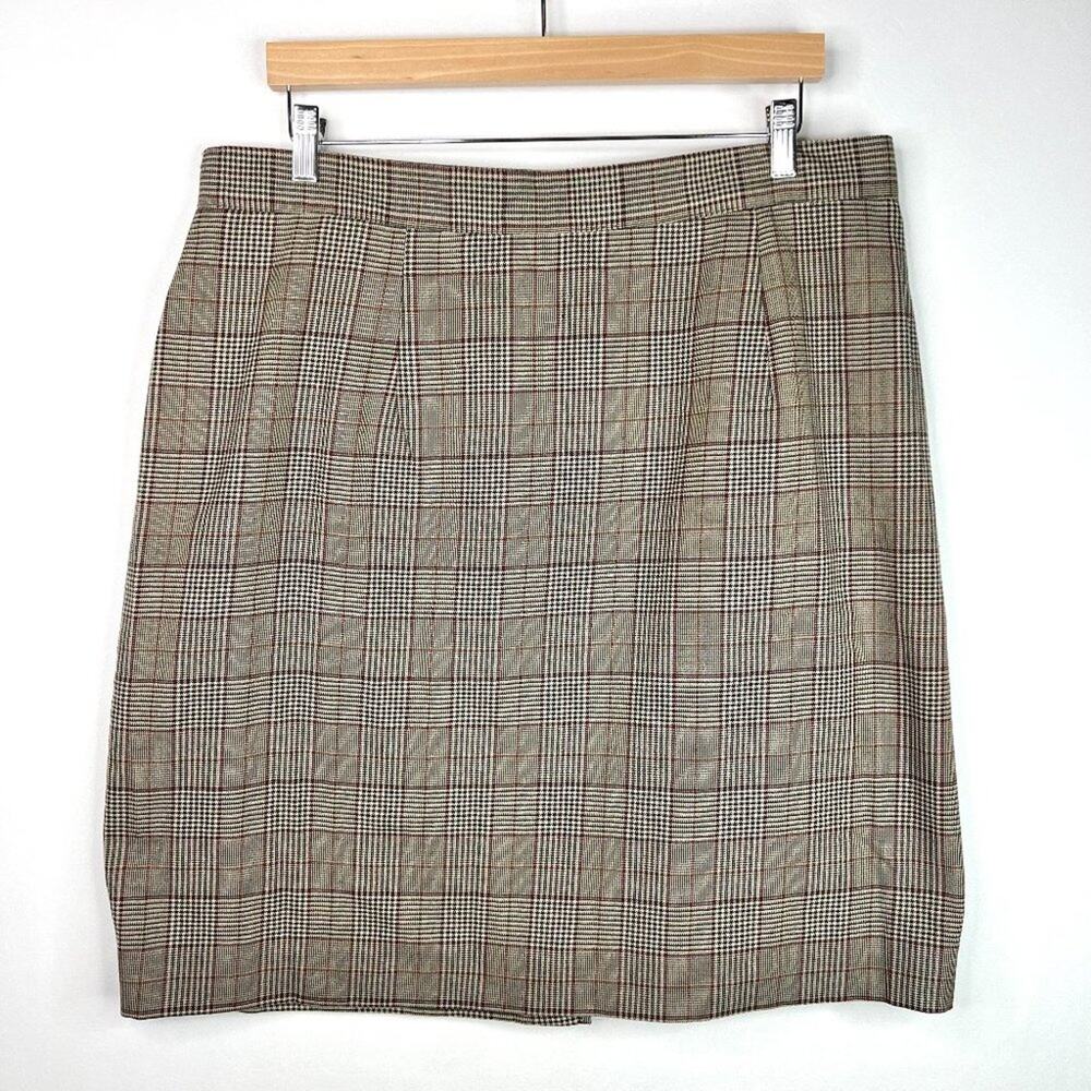 Vintage Maggie Lawrence Brown & Black Plaid Mini Skirt 22/24